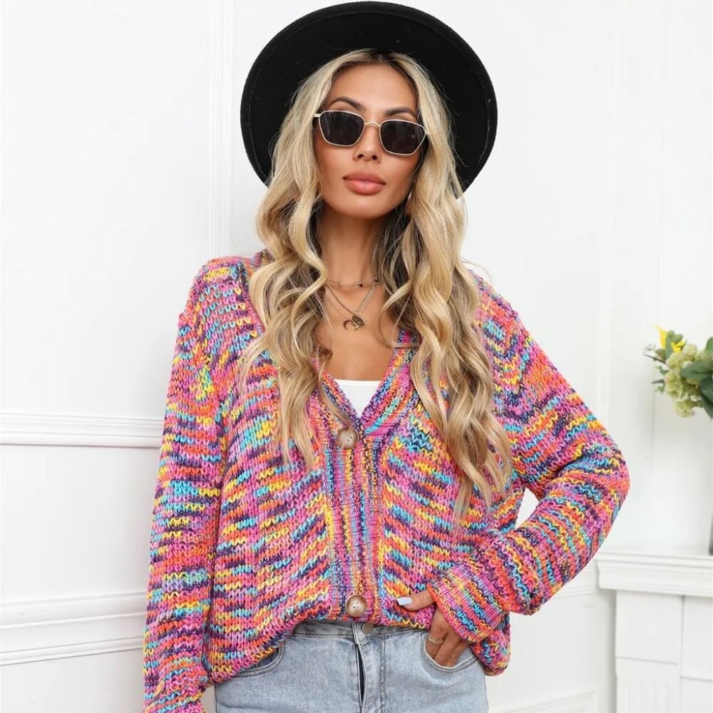 Angel Wings Button Up Dropped Shoulder Cardigan